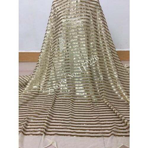 Super quality sequins french net lace graceful african embroidered net lace fabric with sequins in gold color