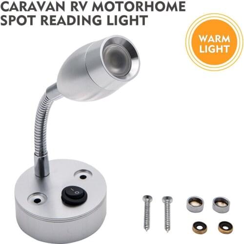 12V 3W 6000K LED Spot Reading Light Switch ON/OFF Camper Van Caravan Boat Interior Warm Light