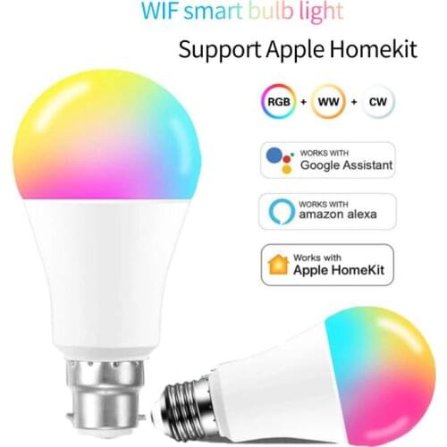 9W WiFi Smart Light Bulb, E27/E26/B22 RGB LED Lamp Dimmable With Smart Life APP Voice Control For Google Home Alexa Home Homekit
