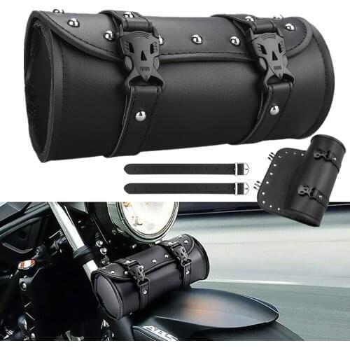 Universal Black Motorcycle Tool Bag Front Fork Handlebar Saddlebag Roll Barrel Racing Tail Barrel Storage Case