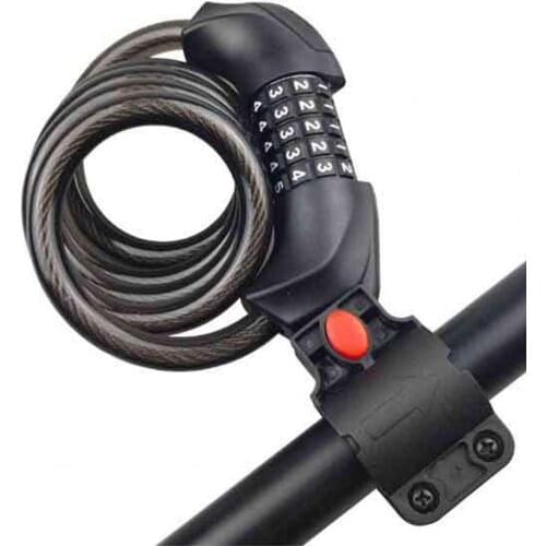 Bicycle Anti-theft 5 Digit Password Chain Lock Theft Spiral Steel Cable with Light For MTB Road Motorcycle Convenient and Swift