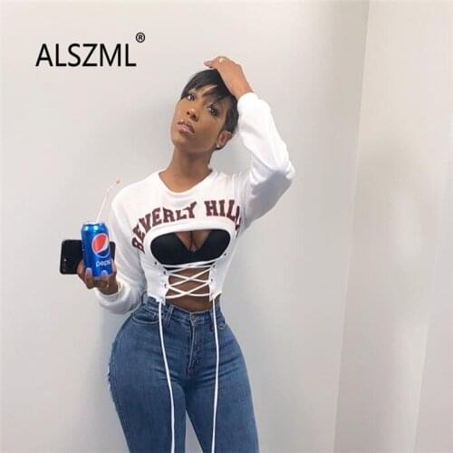 White letter print long sleeve bind special design skinny coat high street sexy tight club party lady fashion sheath t shirt