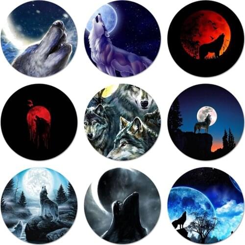 Moon Roaring Wolf Icons Pins Badge Decoration Brooches Metal Badges For Backpack Decoration