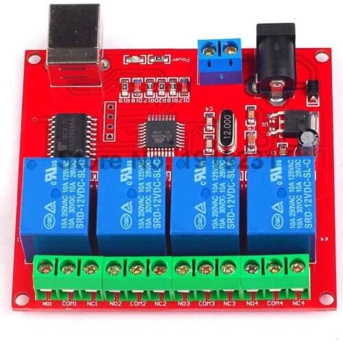1PCS 4-Channel 12V Computer USB Control Switch Free Drive Relay Module PC Intelligent Controller