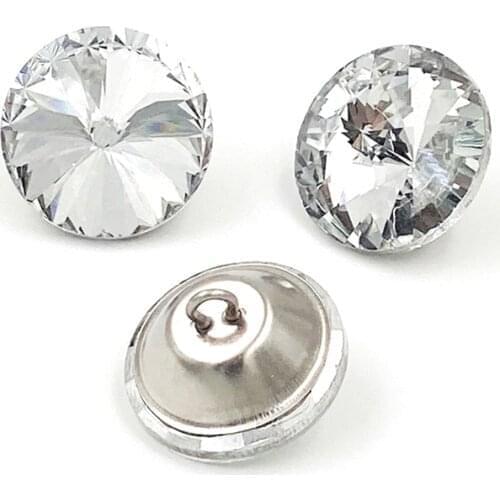 10pcs Decorative 18 22 20 25 MM Round Glass Rhinestone Acrylic Crystal Diamond Upholstery Sofa Buttons With Metal Loop