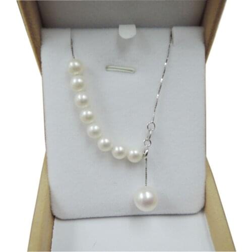 100% NATURE FRESHWATER PEARL POPULAR NECKLACE-925 SILVER WITH white gold plating