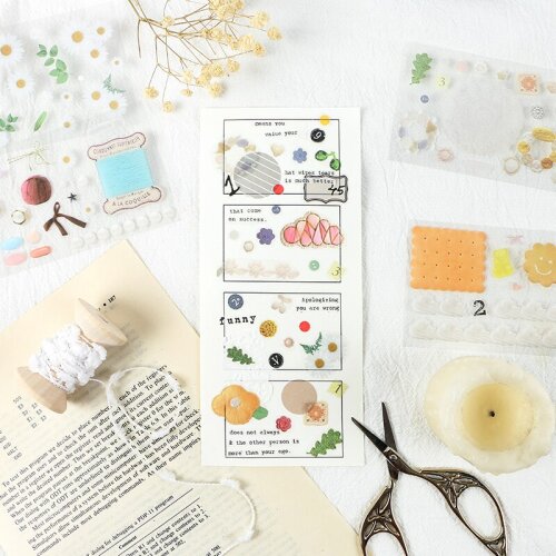 12pcs/LOT small objects selection series Creative decoration DIY PET separate loading tape stickers