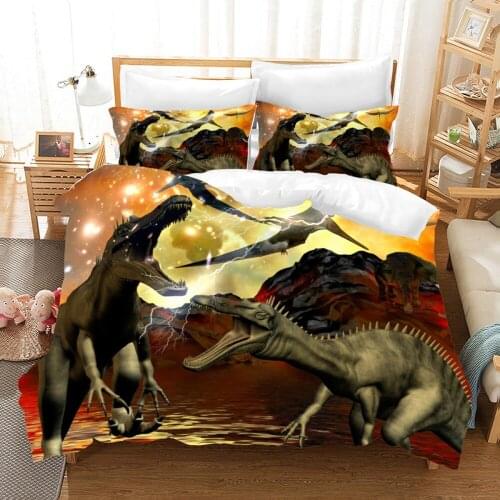 2/3PCS Bedding Set Night Lightning/Camouflage Dinosaur Duvet Cover Pillowcase Twin Queen King Size Room Decoration Boys Bed Set