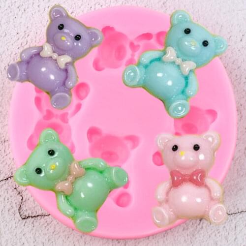 3D Teddy Bear Silicone Mold Candy Resin Clay Molds DIY Baby Birthday Fondant Cake Decorating Tools Chocolate Gumpaste Moulds