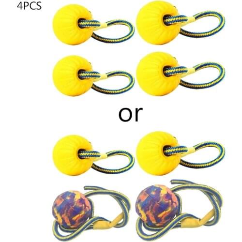 4Pcs Dog Rope Ball EVA Rubber Ball Interactive Pet Chewing Training Bite Toys