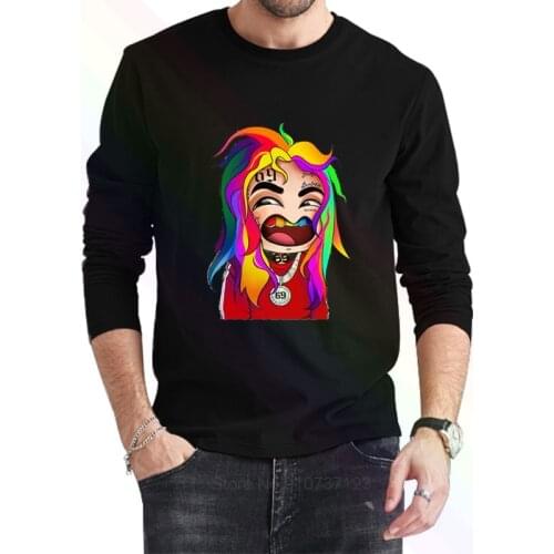 6ix9ine Rapper Tekashi69 Logo Classic Black T-Shirt 2021 Newest Summer Mens Long Sleeve Popular Tees Shirt Tops Novel Unisex