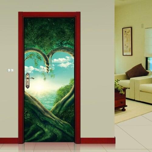 77x200cm Creative Design Tree Twigs Heart Shaped Door Sticker Wallpaper Wall Sticker Mural Bedroom Home Decor Poster