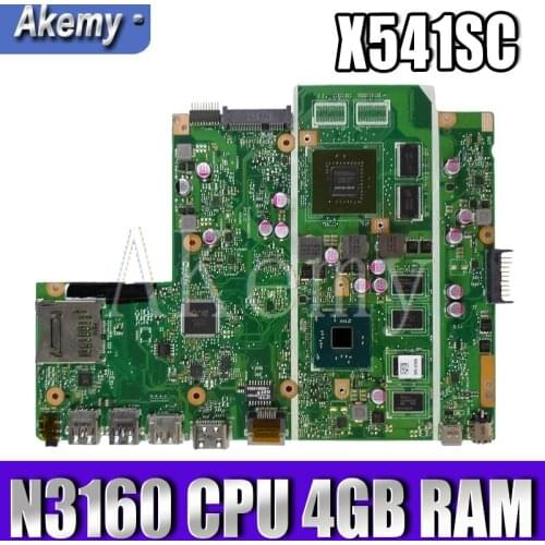 Akemy X541SC N3710 CPU 4GB RAM N15V-GL1-KB-A2 mainboard REV 2.0 For Asus X541S X541SC laptop motherboard 90NB0C10-R00010