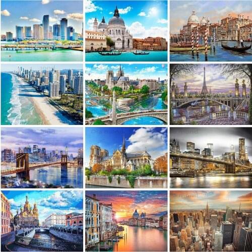 Diamond Painting Building Full Drill City Building Cross Stitch 5D DIY Diamond Embroidery City Embroidery Landscape Mosaic Kits