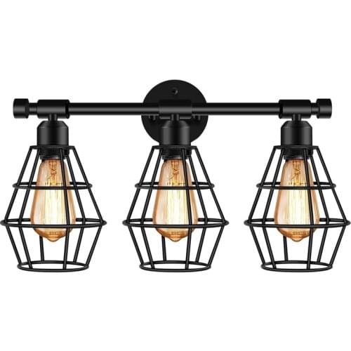 American Wall Lamp 3 Heads Nordic Mirror Lamp Retro Industrial Bar Restaurant Cafe Light Bathroom Bedside Bedroom Lighting
