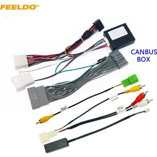 FEELDO Car 16pin Audio Wiring Harness With Canbus Box For Mitsubishi Pajero 4X4 Aftermarket Stereo Installation Wire Adapter