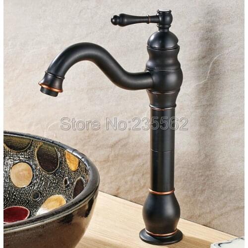 Black Oil Rubbed Brass Bathroom Kitchen Swivel Faucet Single Lever Deck Mounted Sink Basin Faucet Lnf300