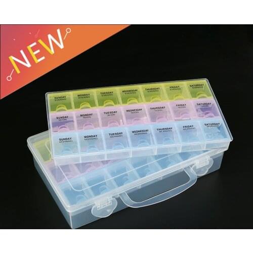 Hand Tool Storage Organize Case Plastic Tray Compartments Fishing Lure Tackle Box Two-Sided Storage Cases 21 Grids Tools Box