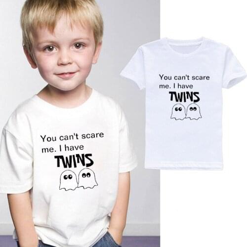 Children Letters Print T Shirt Boys And Girls Summer Short Sleeve White Tops Kids Casual T-shirt Kids Baby Halloween Costume