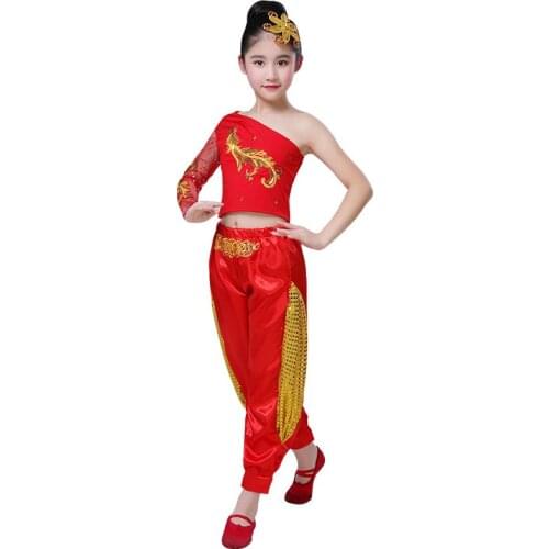Childrens classical dance costumes Chinese style girls yangko dance costumes national childrens fan dance performance clothing