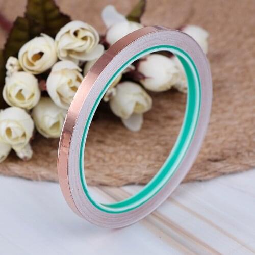 10m Double Sided Conduct Copper Foil Shielding Tape Conductive Self Adhesive Heat Insulation 6mm width