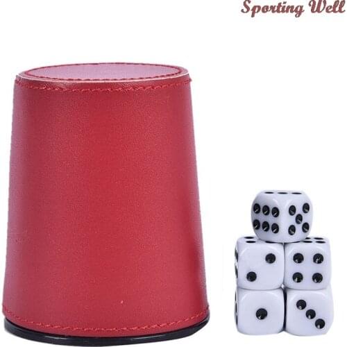 PU Leather Flannel Dice Cup Bar KTV Entertainment Dice Cup With 5pcs Dices Cup