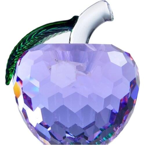H&D 40mm Crystal Faceted Cut Apple Ornaments Gifts Creative Birthday Christmas Gifts Desktop Home Wedding Decor (Purper)