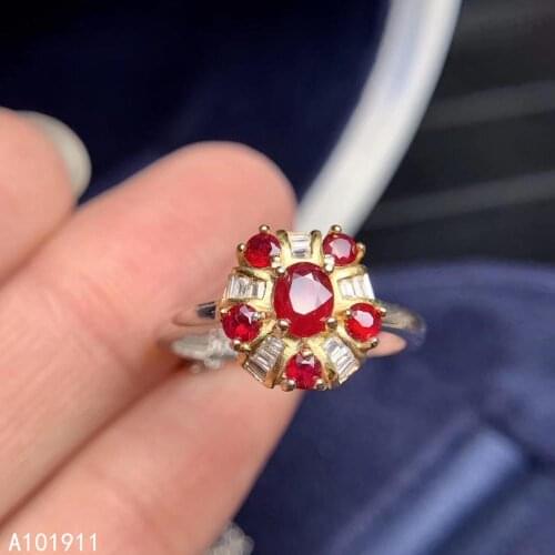 KJJEAXCMY fine jewelry 925 sterling silver inlaid natural ruby luxurious popular female ring support detection cute exquisite