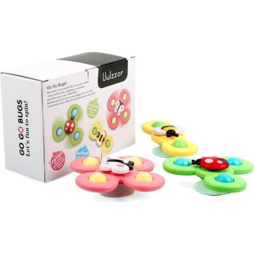 3 Pcs Kids Gyro Insect Sucker Spinner Rattle Bathroom Bath Toys Table Dinner Appease Toys For Baby Toddlers New Year Gifts