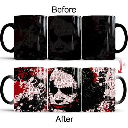Creative The Dark Knight Clown Color Changing Coffee Mug Cup Joker Magic Ceramic Cups Milk Cups Tea Coffee Mugs Drinkware Gift