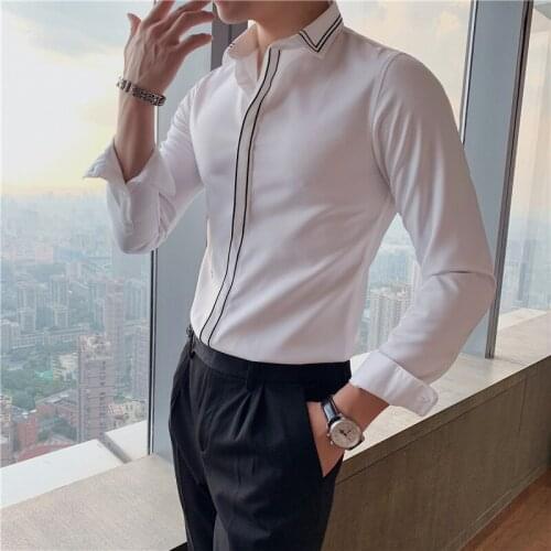 British Style Striped Shirts for Men 2021 Spring New Business Slim Fit Long Sleeve Shirt Social Casual Tops Formal Camisas Homme