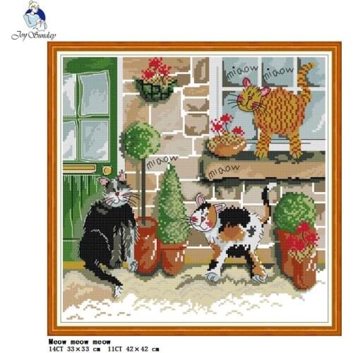 Three cats cross stitch kit cute cartoon animals 14ct11ct count print canvas full set of DIY embroidery home decoration painting