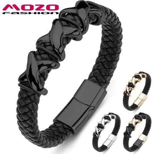 2020 New Hot Male Classic Bracelet Braided Genuine Leather Black Cross Bangle Collocation Women Jewelry