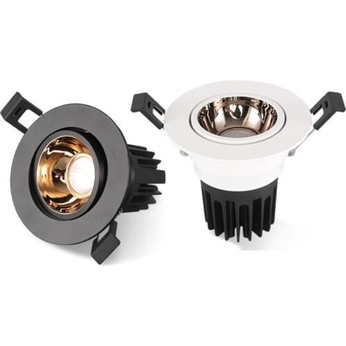 New Anti-glare LED Recessed Cob Downlight Dimmable 5W 7W 12W LED Ceiling Spot Light 3000K/4000K/6000K Angle Adjust Spot Lamp