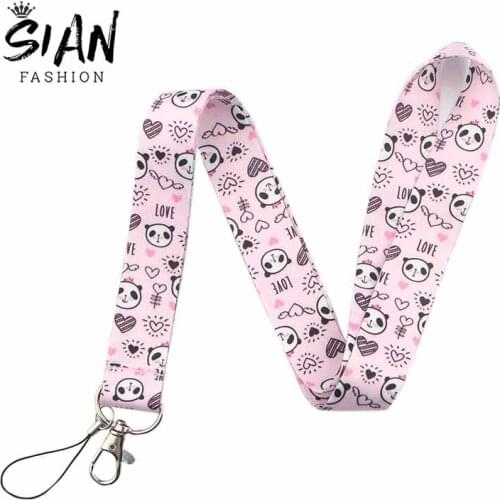 New Fashion Panda Cute Animal Keycord Cartoon Figures Lanyard Neck Phone Charm Key Chain for Unisex Jewelry Accessories Gifts