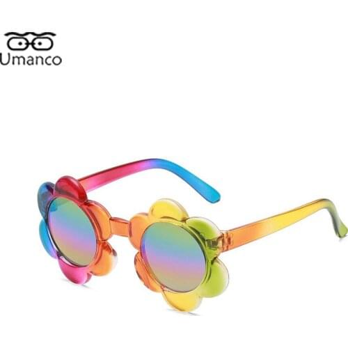 Lovely Rainbow Sunflower Sunglasses for Children Girls Gradient Glasses Daissy Print Plastic Frame AC Lens UV400 Shades Eyewear