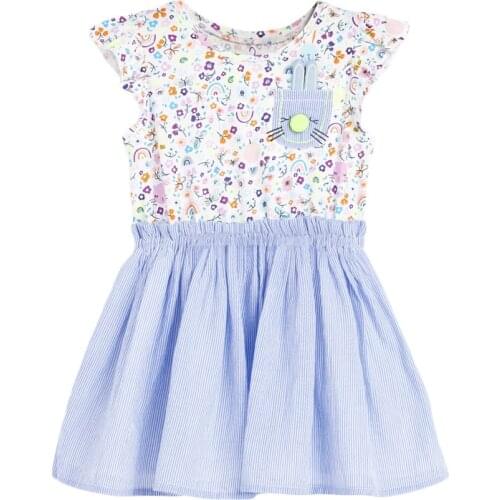 Frocks for Girl 2021 Summer Baby Girl Vestiods Clothes Toddler Flower Print Cotton Animal Pocket Yellow Dress for Kids 2-7 Years