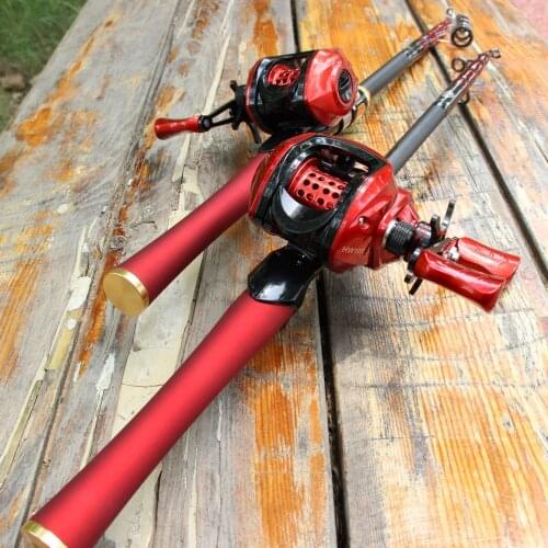 1.8m2.1m2.4m2.7m beginner Rod Reel Combos Portable telescopic carbon Casting Rod Baitcasting Reel set Northern Pike fish pole