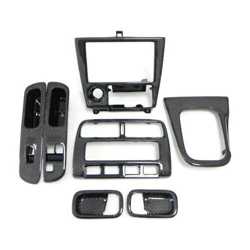 For Nissan S14 Carbon Fiber Interior Replacement RHD Glossy Finish Radio Center Control Window Switch Door Handle Cover Trim Kit