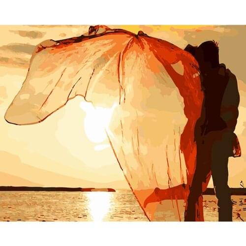 Frame DIY Painting By Numbers For Adults Seaside Lovers Modern Wall Art Picture Paint By Numbers For Home Decoration Gift