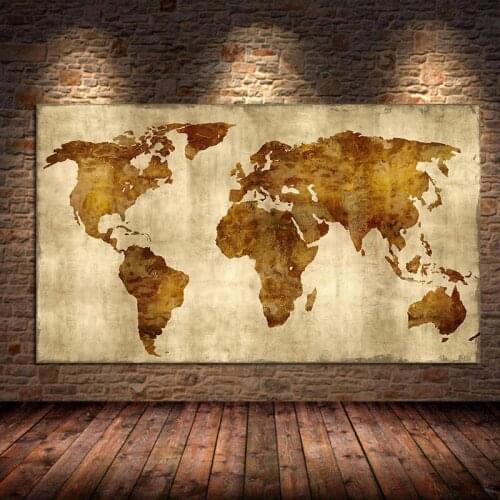 Retro World Map Canvas Painting Posters and Prints Modern Wall Art Pictures for Living Room Study Home Decor Cuadros Unframed