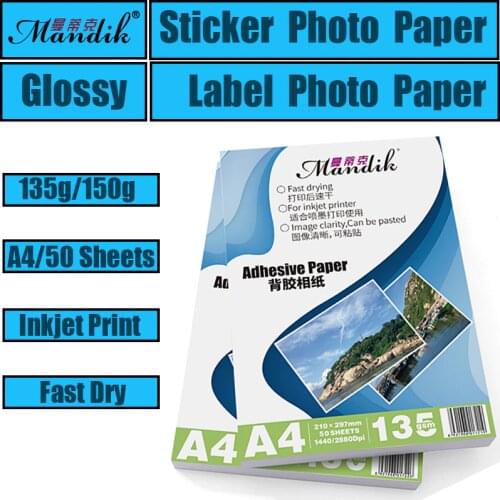 135g 150g A4 50sheets A6 100sheets Cast Coated Self Adhesive Inkjet Printing Photo Paper Sticker Label Paper