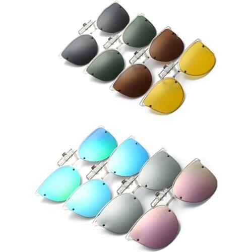 Fashion Cat Eyes Sunglasses Men Women Cat-eye Polarized True Membrane Sunglasses Lifting Glasses Clip Anti UV Metal Sunglasses