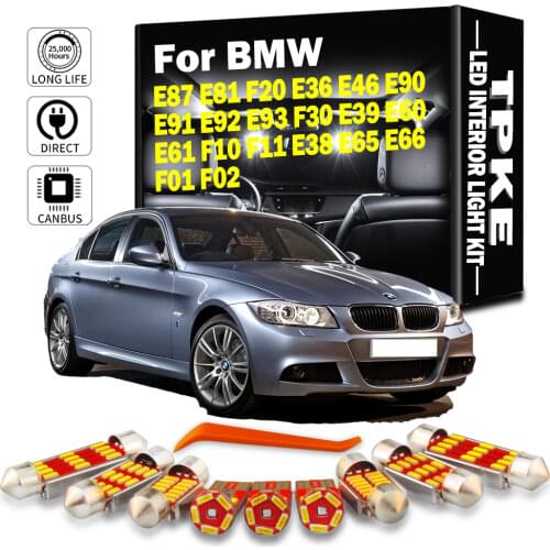 For BMW E87 E81 F20 E36 E46 E90 E91 E92 E93 F30 E39 E60 E61 F10 F11 E38 E65 E66 F01 F02 Car LED Interior Light Canbus