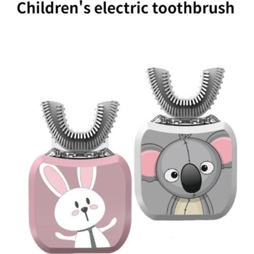 U Shaped Head Kids Electronic Toothbrush Automatic Sonic Wave Toothbrush IPX7 Waterproof Food Grade Silicone