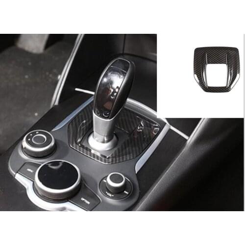 Carbon Fiber For Alfa Romeo Giulia Stelvio 2017 ABS Plastic Interior Center Console Gear Shift Panel Cover Trim