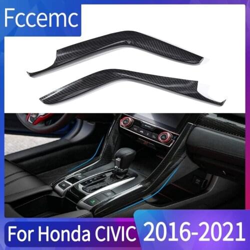 Car Inner Water Cup Holder Cover Trim For Honda CIVIC 10th Gen 2016-2020 Centrol Control Panel Stickers Decorative Accessoriors