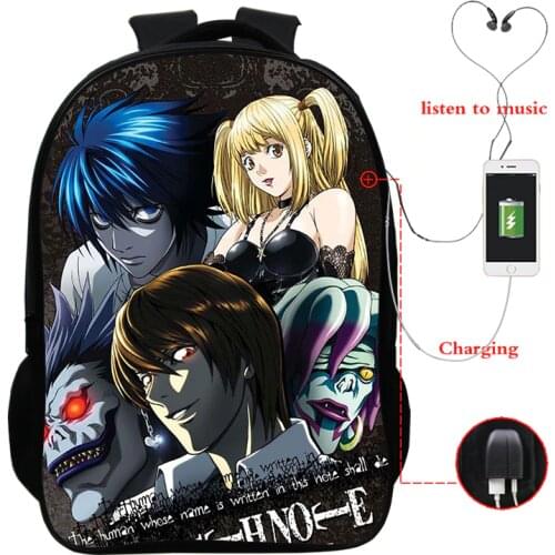 Anime Women Men Backpack Fashion Waterproof Usb Charging Backpack School Bags Teenagers Mochilas Death Note Travel Backpacks bag