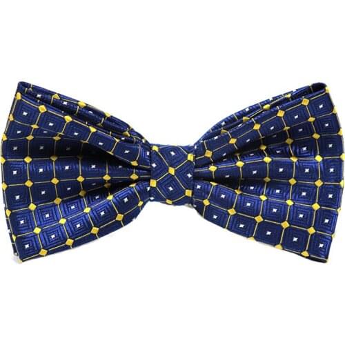 High Quality Vintage Two Layer Bowtie For Men Groom Wedding Party Butterfly Bow Tie Set Male Gift ( Blue )