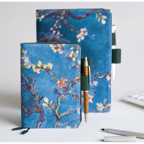 Van Gogh oil Painting A5A6 Notebook Agenda 2020 Leather Journal With Pockets Weekly Daily Planner Bible Notepad Birthday Gift
